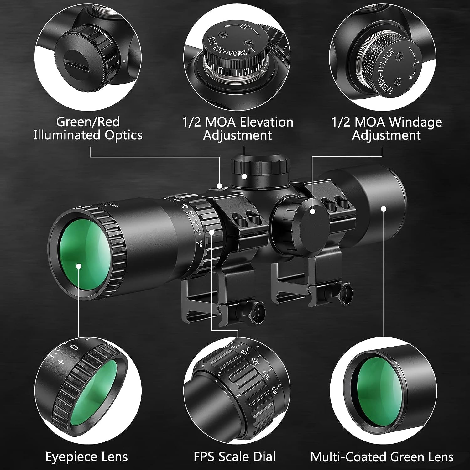 Crossbow Scope Sight - CVLIFE 1.5-5x32 Crossbow Scope Optics Red