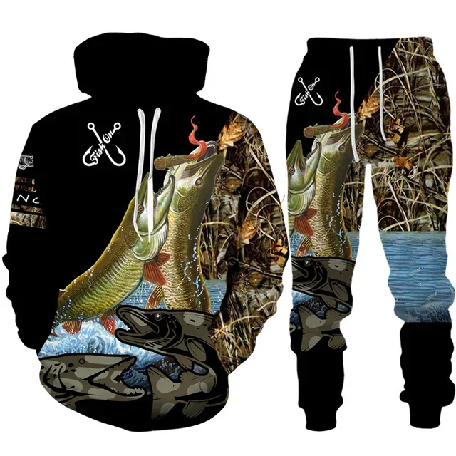 Novelty 3D Fish Printed Men Wo – Outdoor Hunting Pants Women recenzja i cena